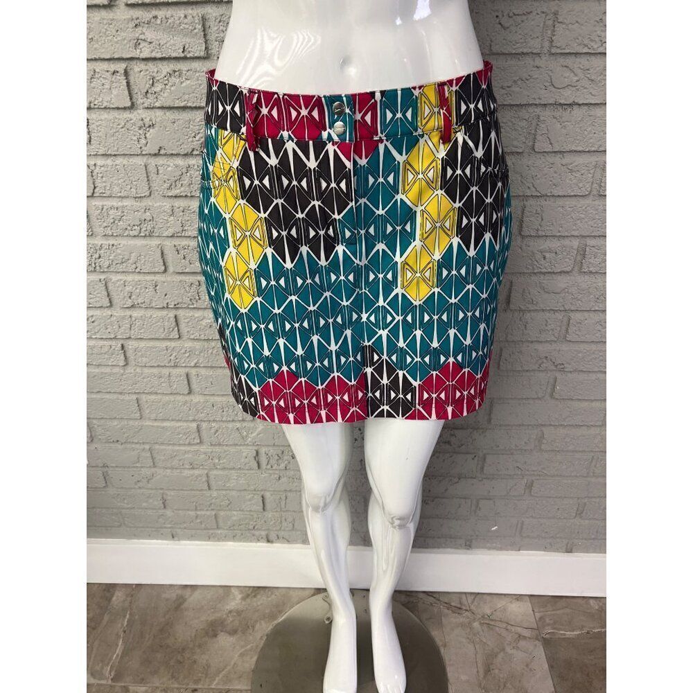 Slazenger Women Multicolored Geometric Pattern Golf Skort Size 2